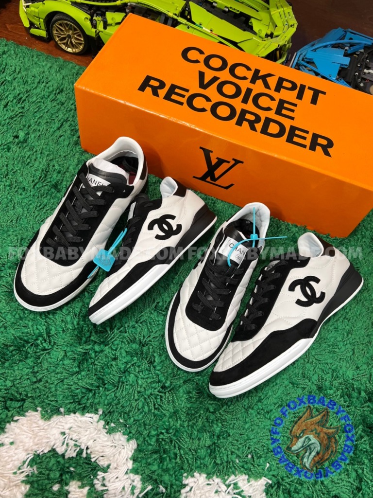 Chaen*26S Imported Calfskin Black & White Panda Two-Tone Diamond Check Low-Top Trainer Sneakers