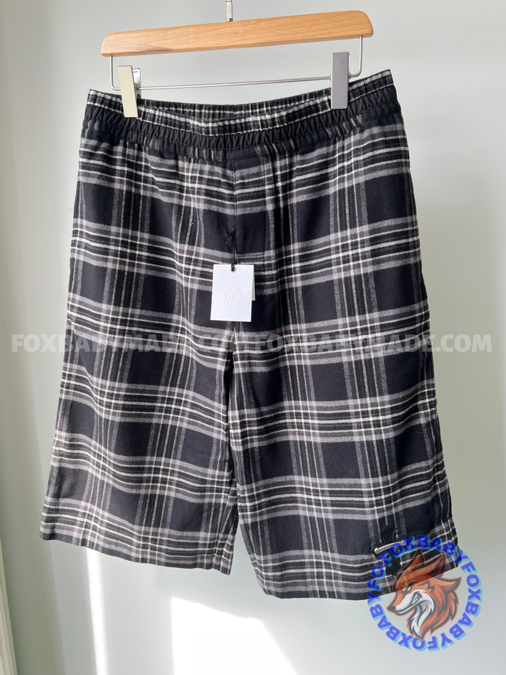 CH Flannel Plaid Cropped Shorts, High Count Cotton, Laser Positioning